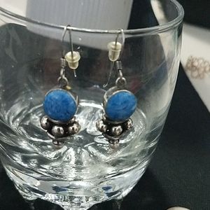 Silver and Denim Lapis Earrings
